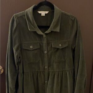 American Eagle Outfitters Olive Green Corduroy Button-Up Jacket